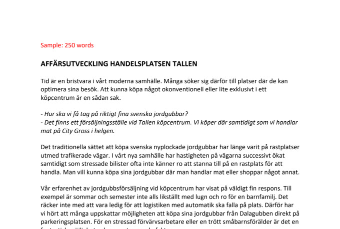 copywrite your text in swedish